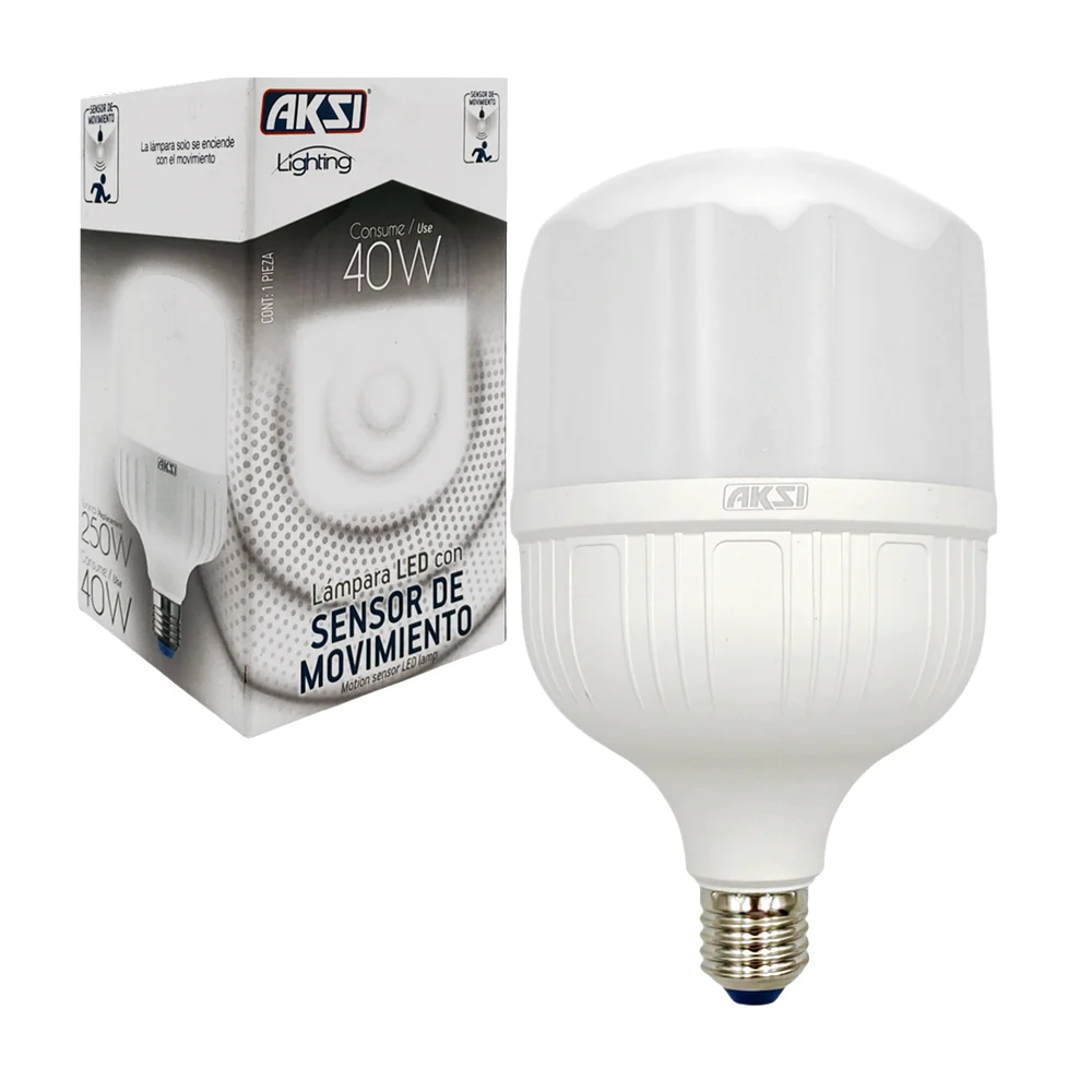 Lámpara / foco led aksi de luz blanca con sensor de movimiento y consumo de 40w / 116458