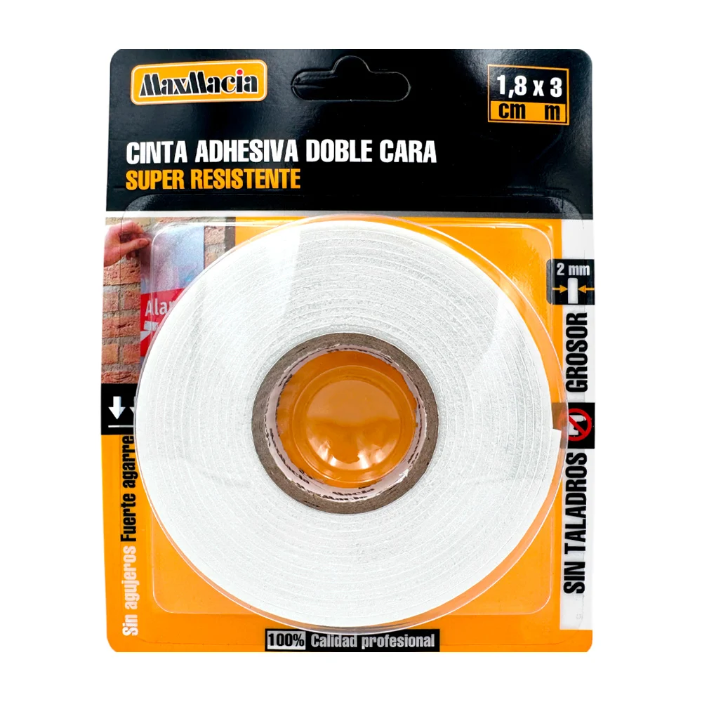 Cinta maxmacia doble cara extrafina super resistente de 3m y 1.8cm de grosor / 11658