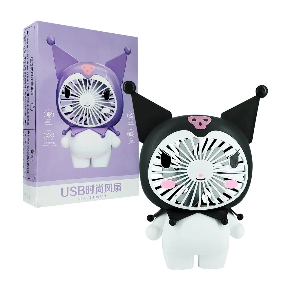 Mini ventilador recargable con forma de hello kitty sanrio, 13cm, variedad de personajes / 688