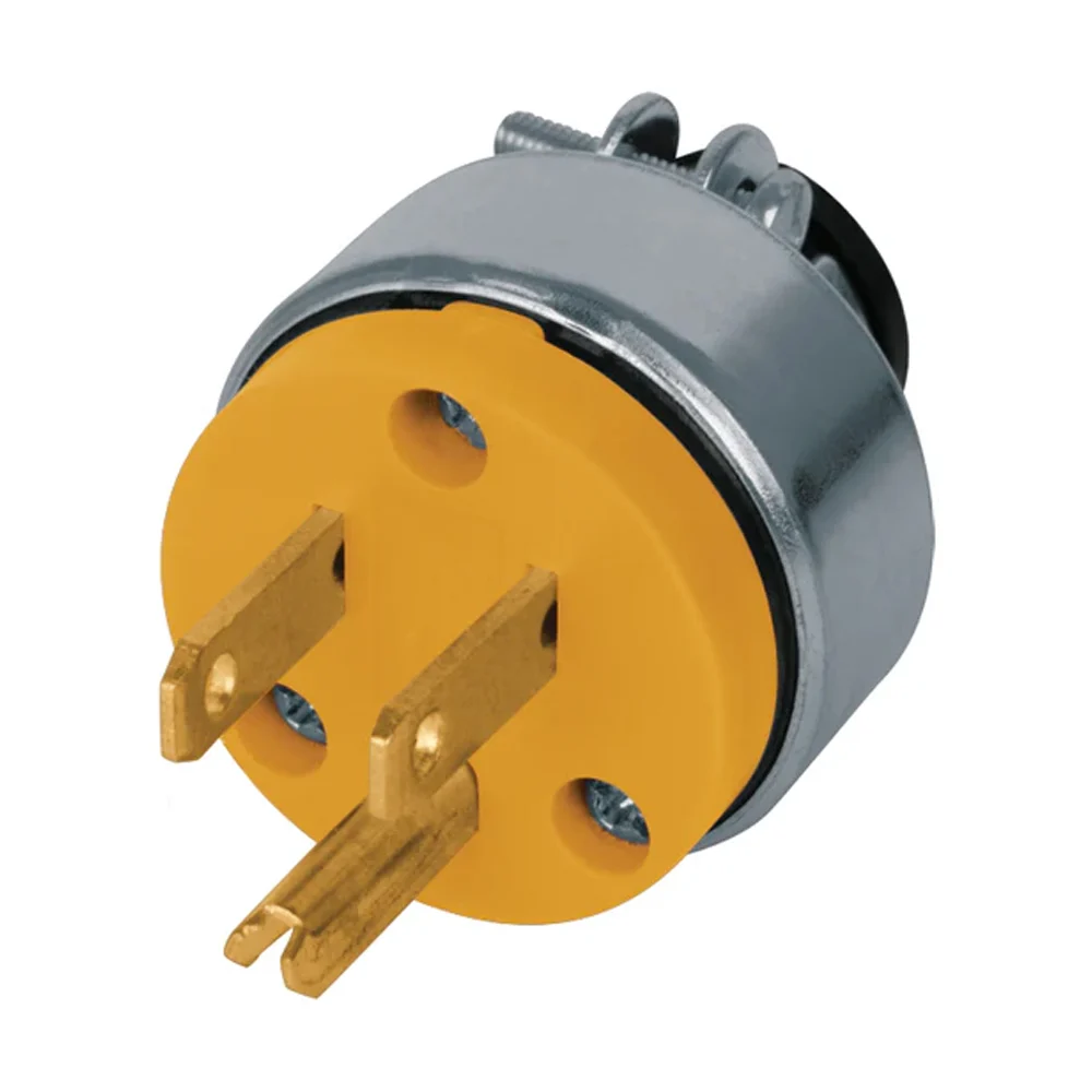 Clavija aterrizada aksi con abrazadera metálica, 125v-15a / 117352