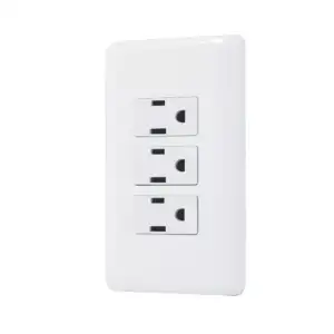 Placa enchufe de pared aksi con 3 contactos tomacorriente en color bl…