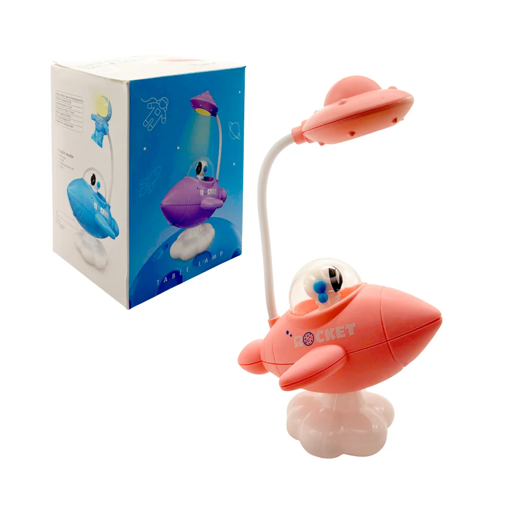 1pza Lámpara de mesa pequeña, recargable, con forma de nave espacial con astronauta y ufo led, variedad de colores / spaceship table lamp / 121ny