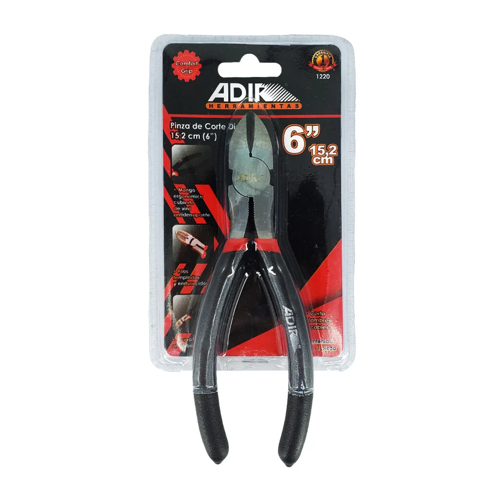 Pinza de corte diagonal con mango antiderrapante de 6 pulgadas para cortar alambre y cable / adir herramientas