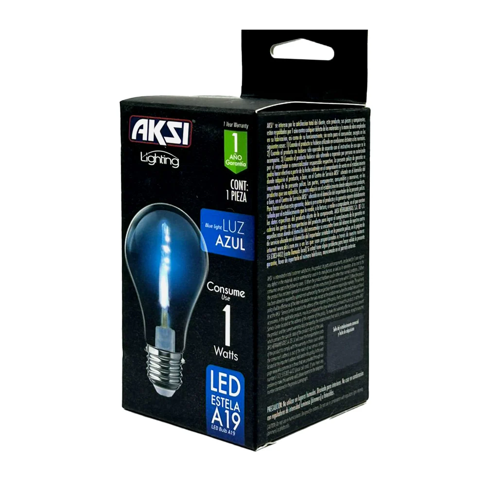 Foco bombilla led estela a19 aksi de color azul, 1w / lighting / 122293