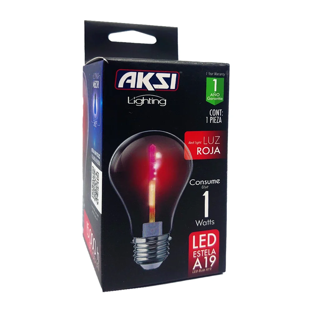 Foco bombilla led estela a19 aksi de color rojo, 1w / lighting / 122294
