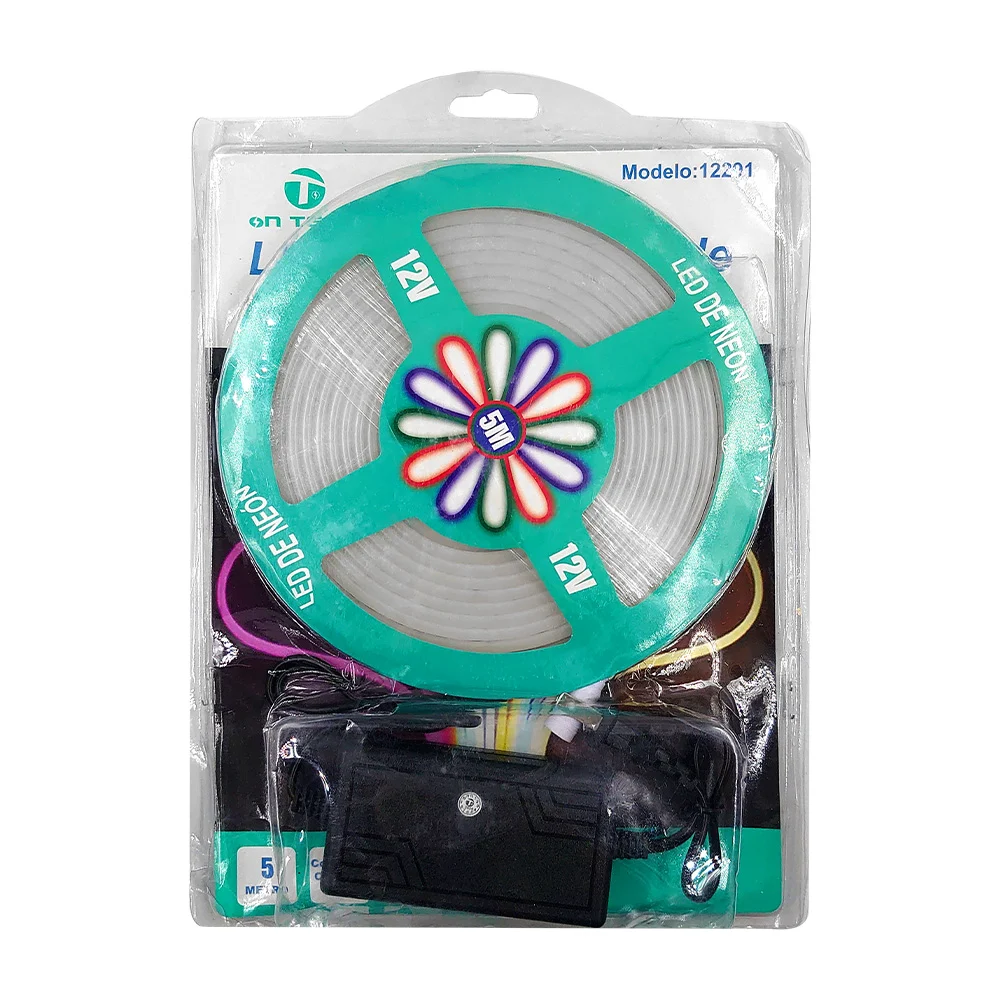 Tira de luz led neón flexible de 5m de largo, 12v y protección ip65, variedad de colores / 12291 / neon flexible strip light / 2835 / on tenck
