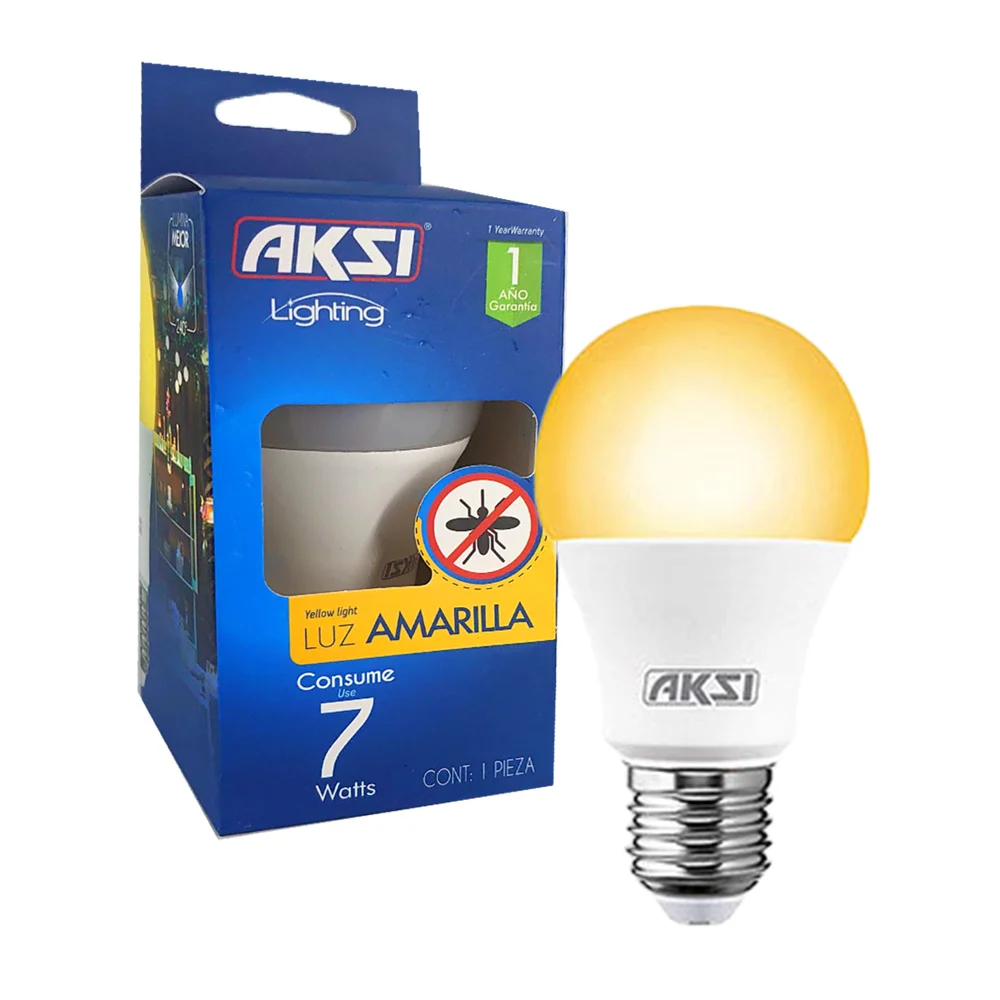 Foco led repelente de mosquitos aksi con luz amarilla, 7w / 123901