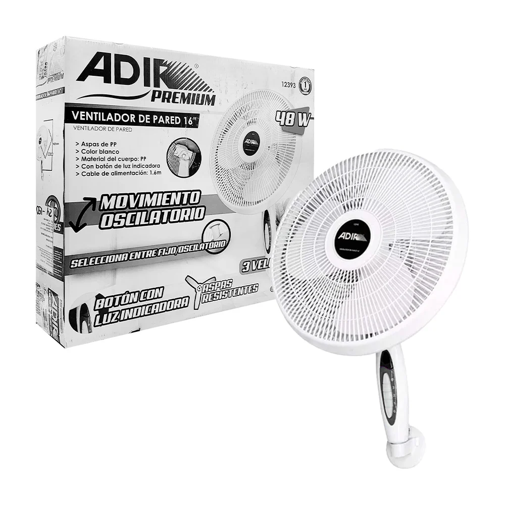 Ventilador adir de 16 pulgadas para pared con 3 velocidades y potencia de 48w / 12393