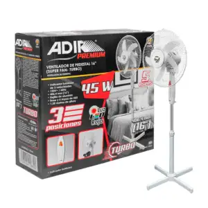 Ventilador adir con 5 aspas de pedestal de 16 pulgadas con 3 velocida…