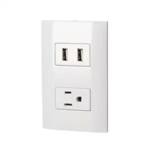 Placa de pared aksi con 1 contacto tomacorriente y 2 puertos usb en c…