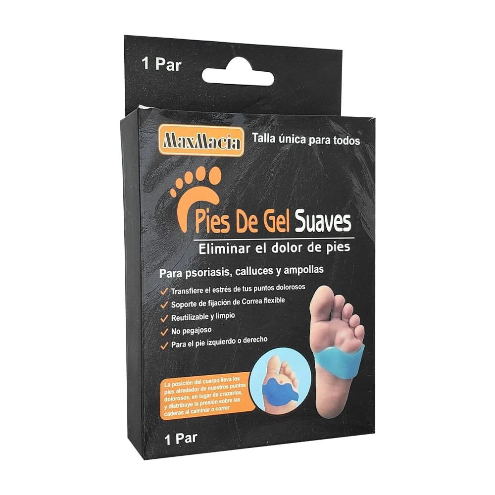Par de almohadillas de gel para eliminar el dolor de pies reutilizable con soporte de fijación y aliviador de estrés / 12486