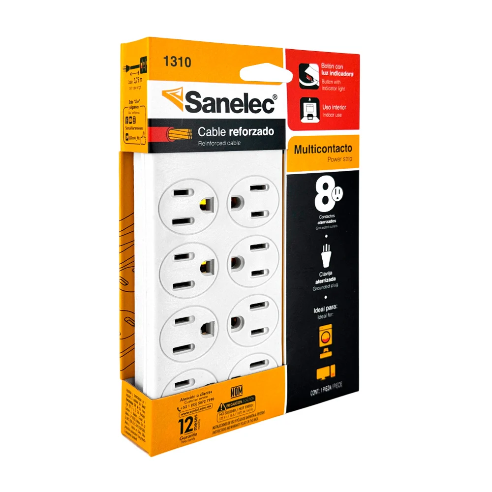 Barra multicontacto sanelec con 8 tomaco...