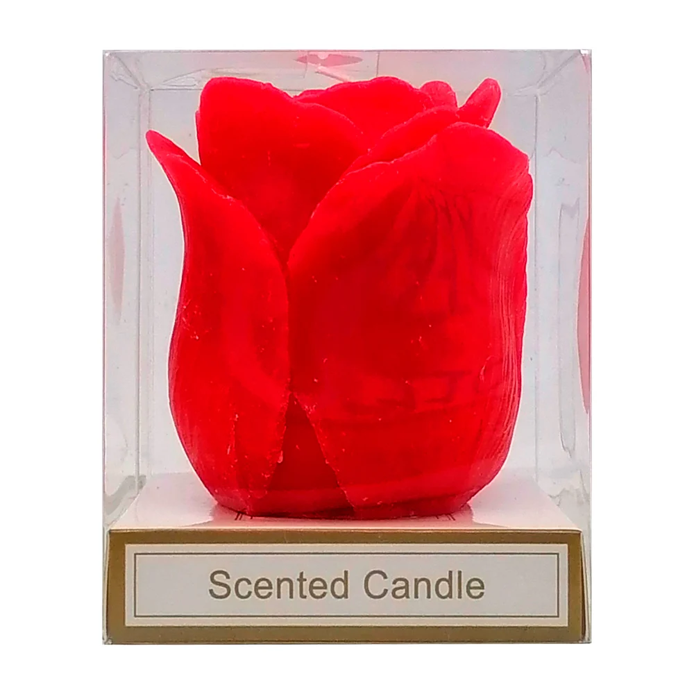 Vela de cera con forma de rosa, 6.5cm, variedad de colores / scented candle / 13137