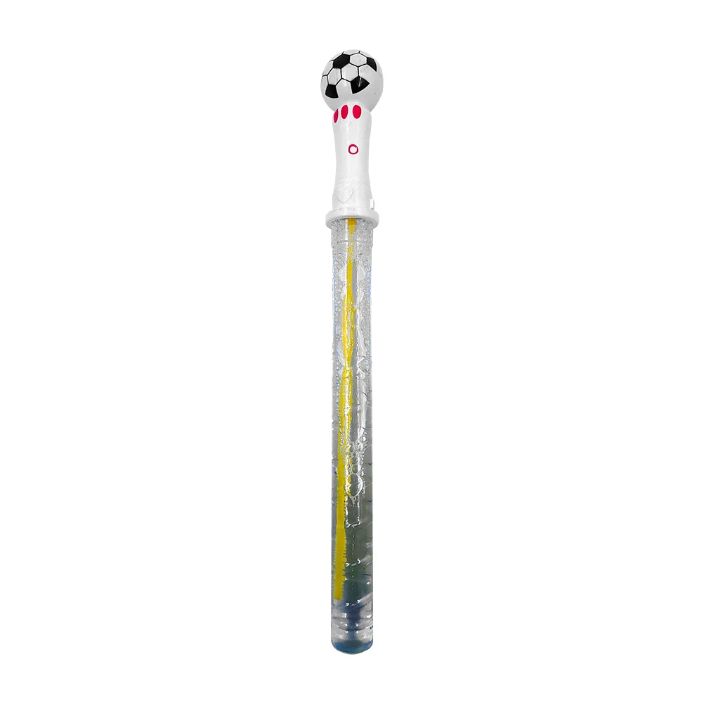 1pza Vara transparente con diseño balón de fútbol y jabón para hacer burbujas, 35cm, variedad de colores