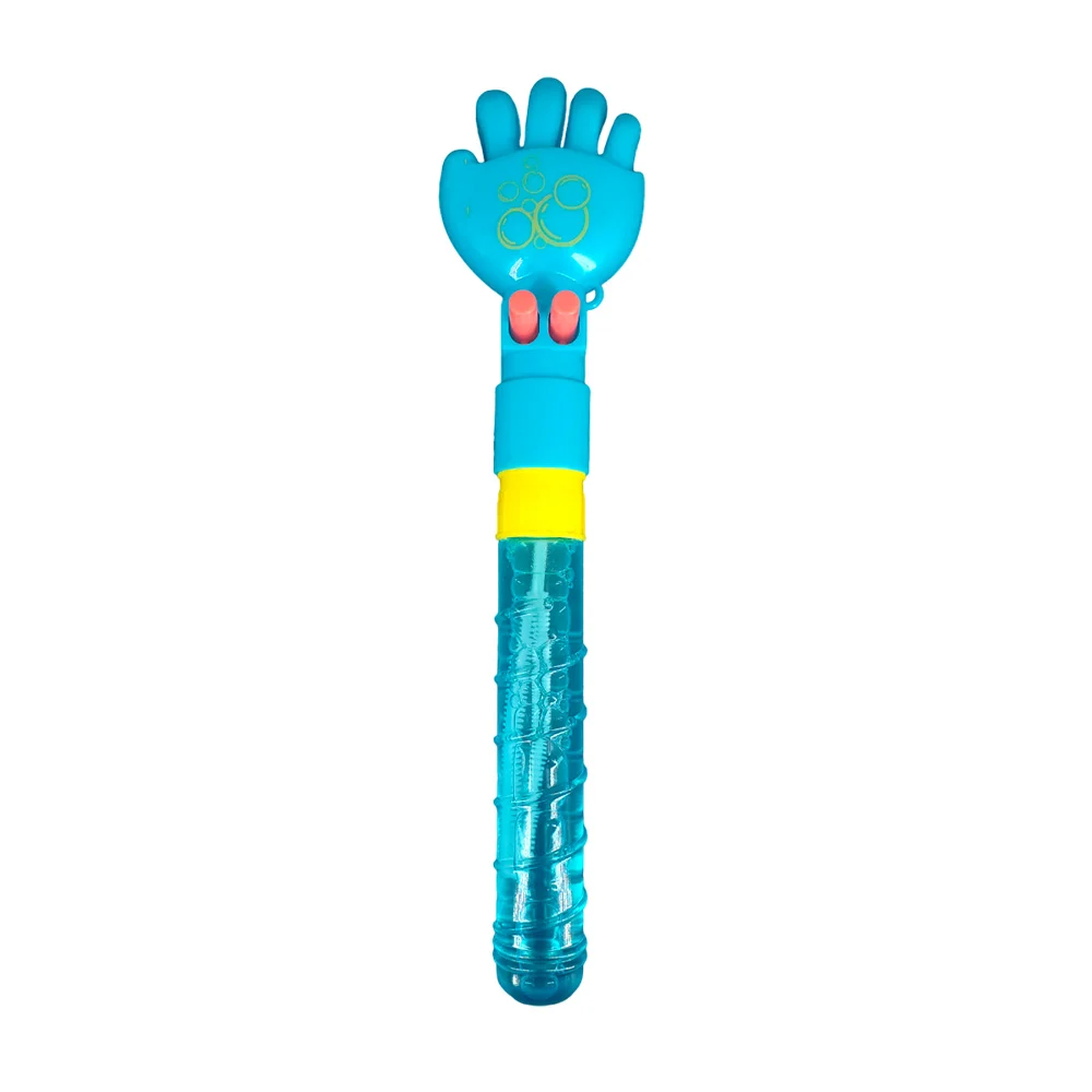 1pza Vara transparente con mano movible y jabón para hacer burbujas, 24cm, variedad de colores
