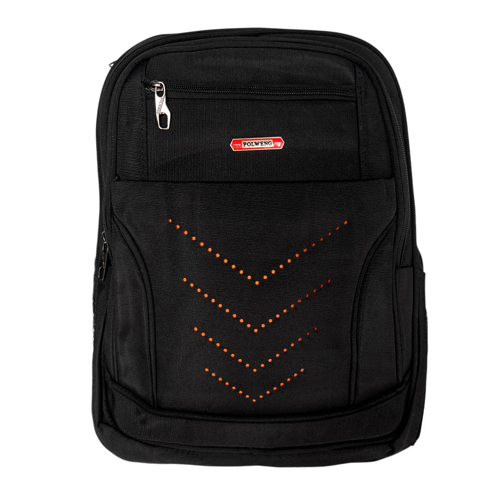 Mochila mediana con 6 compartimentos, puntos perforados en V y placa Polweng