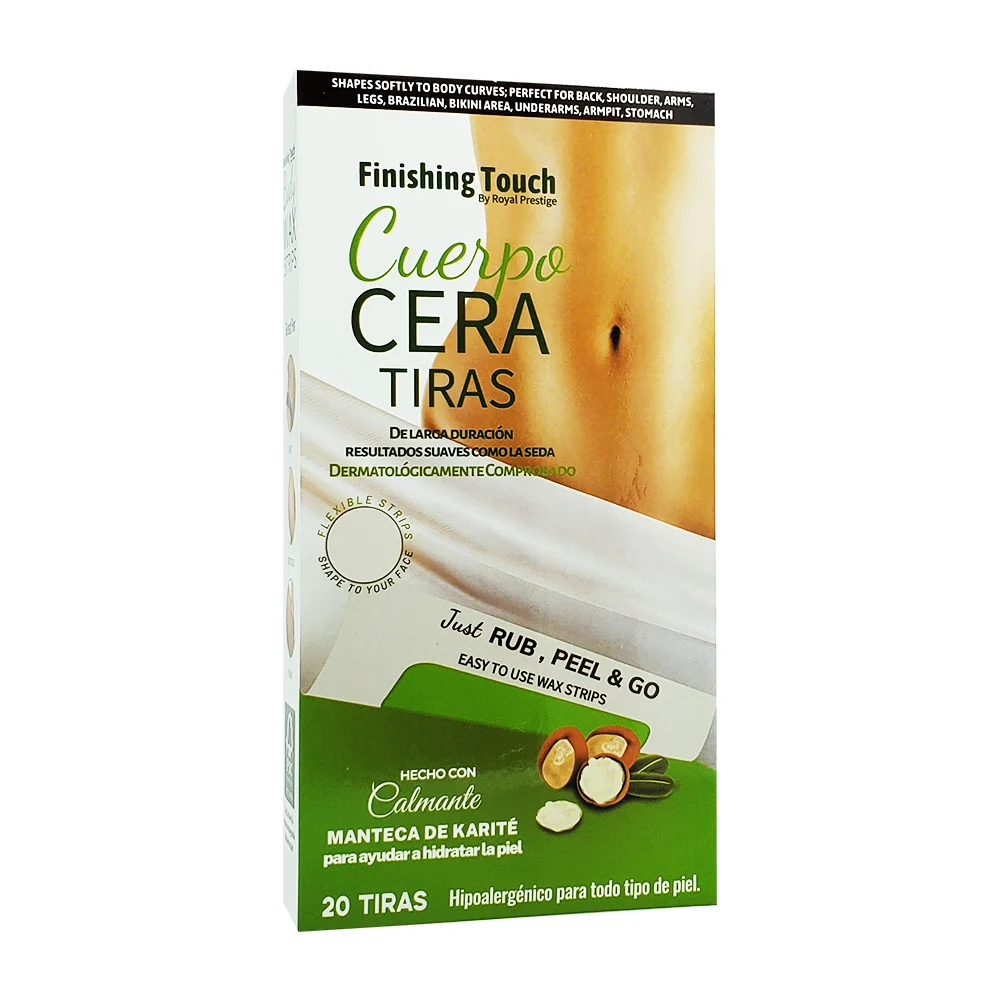 Caja con 20 tiras de cera en frío para depilación corporal con extracto de karité / body wax strips royal prestige