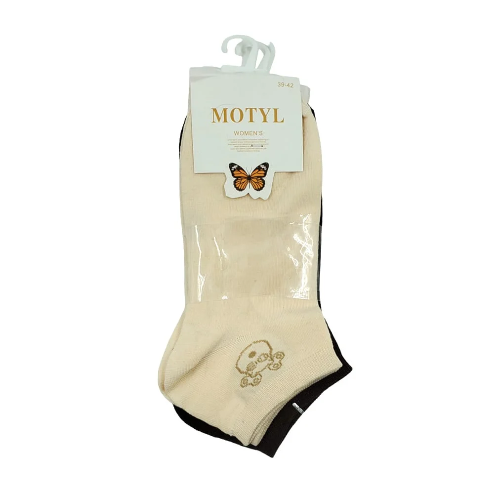 Par calcetines tin de poliéster liso con estampado para dama talla 39-42, variedad de colores / motyl / womens