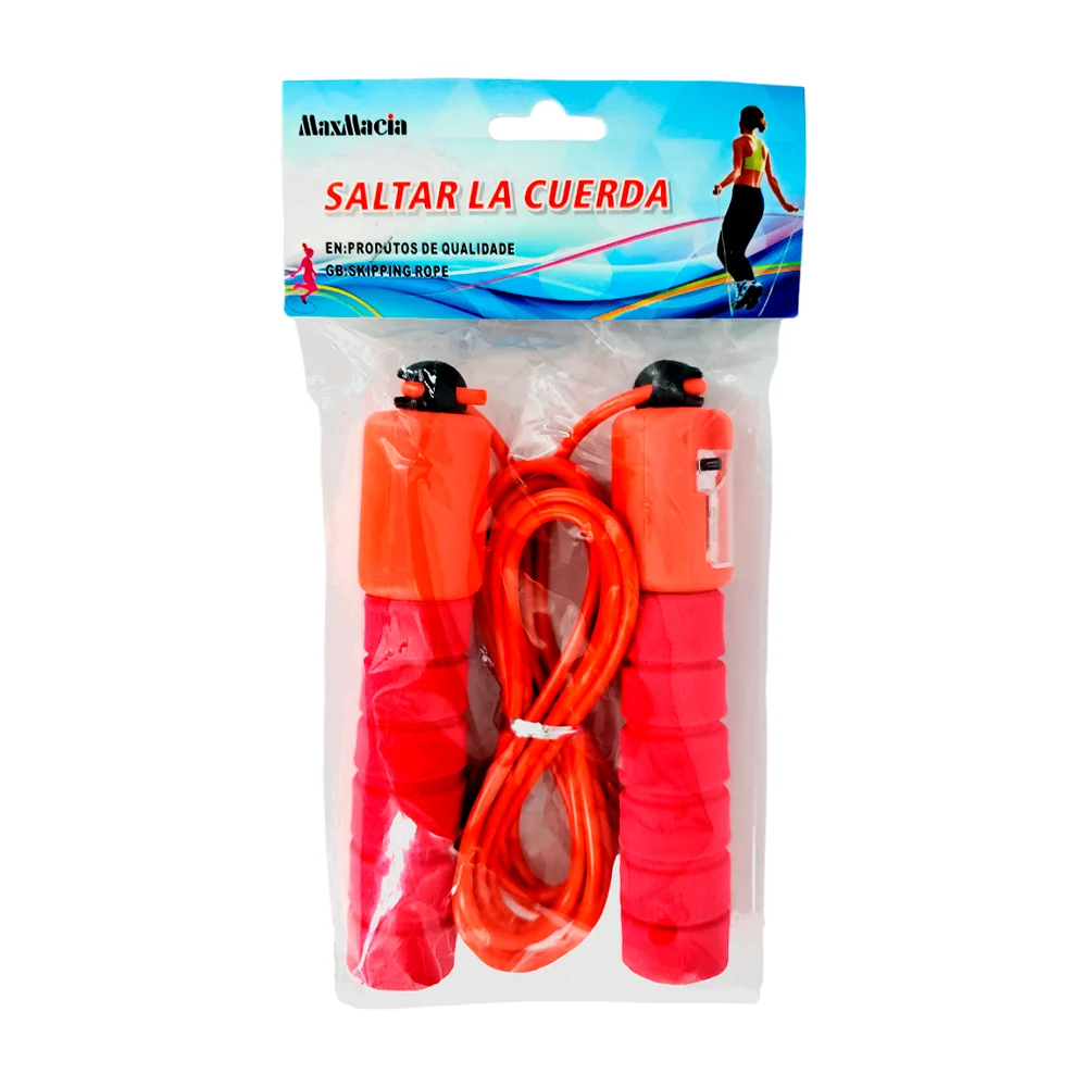 Cuerda para saltar con mango de plástico con espuma + contador de saltos, variedad de colores / maxmacia / 13913