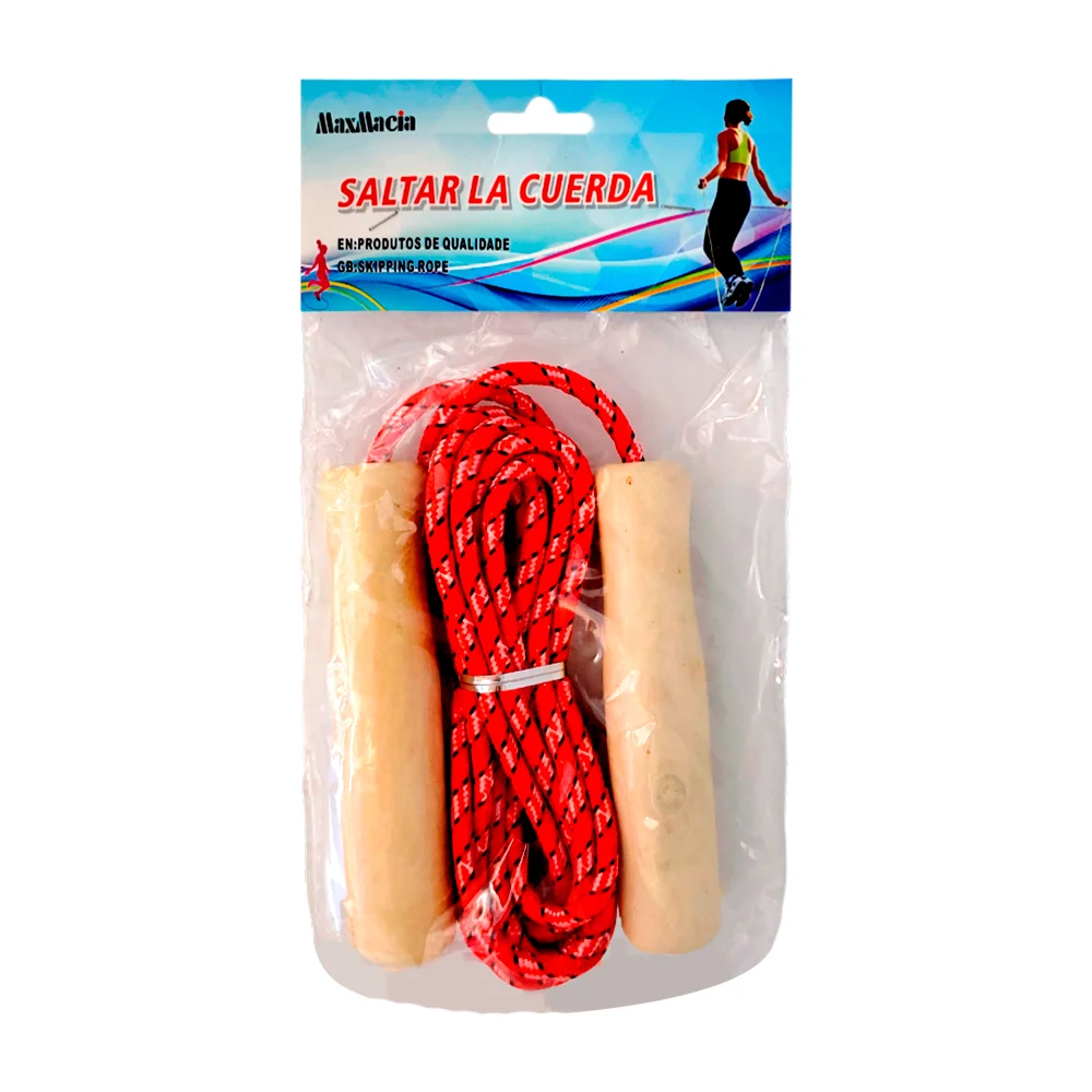 Cuerda para saltar con mango de madera, variedad de colores / maxmacia / 13915