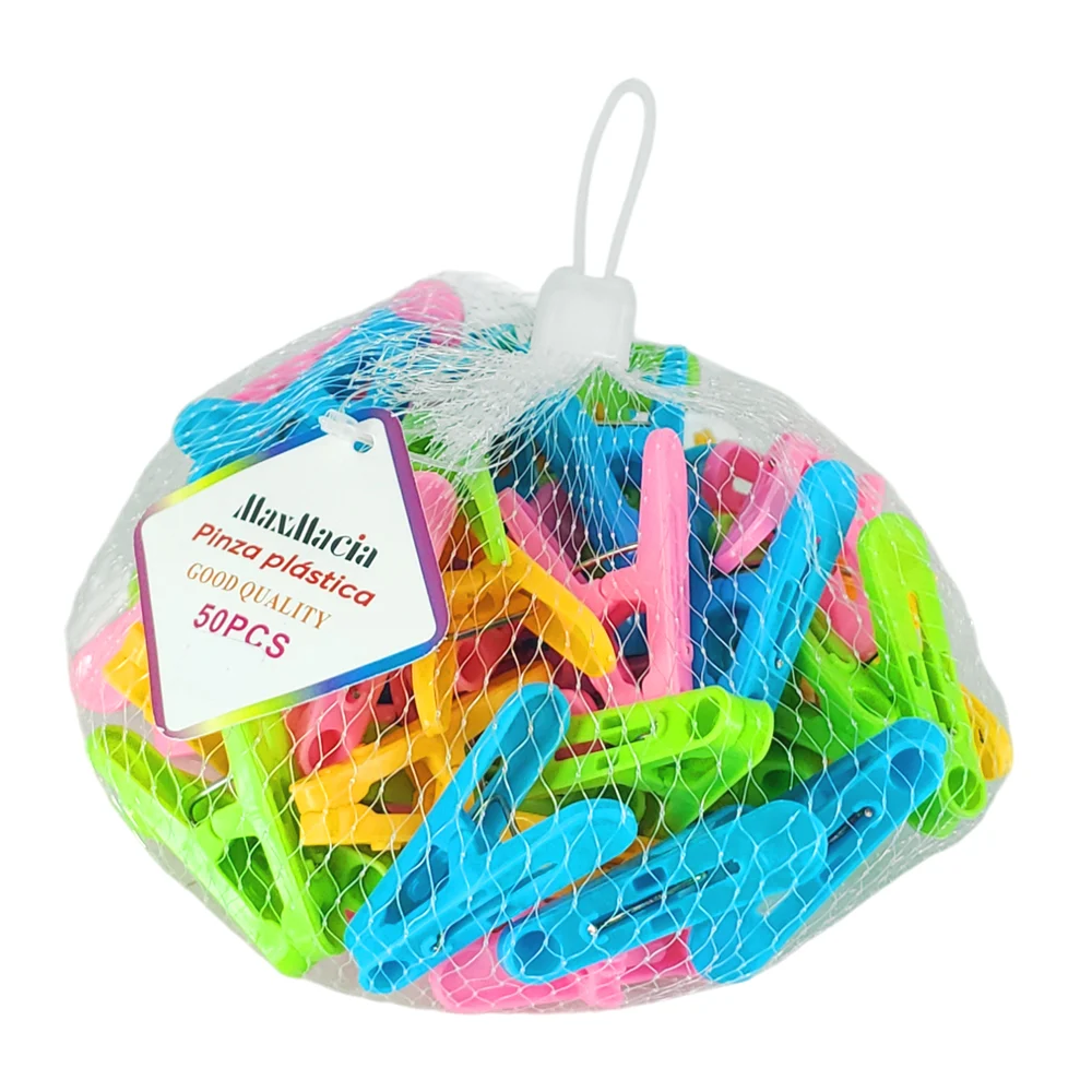 1 bolsa con 50 pinzas de plástico pequeñas, de diferentes colores, para tendedero, variedad de usos / maxmacia