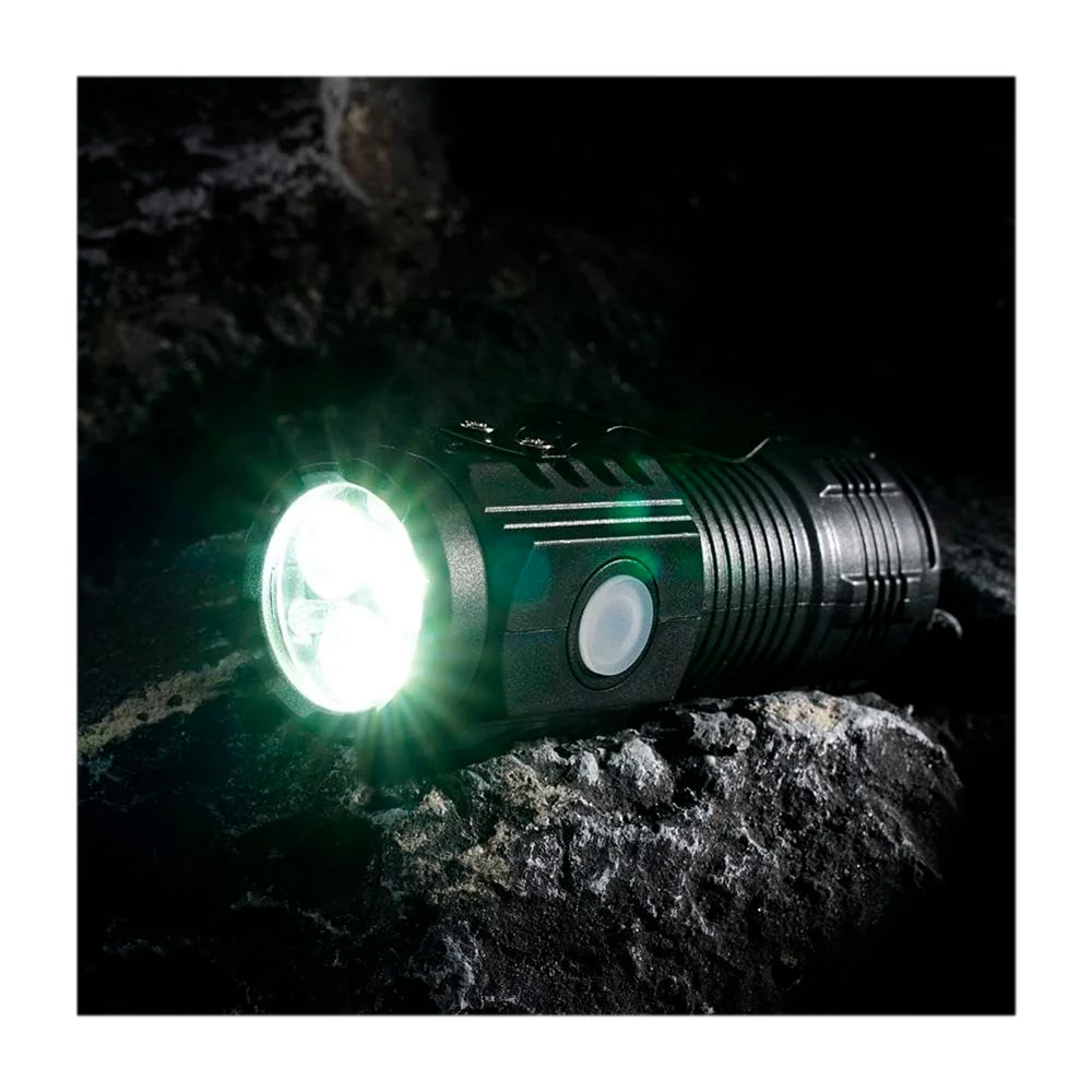 1pza Mini linterna de mano recargable, con 3 focos leds y 3 modos de iluminación intercambiables, variedad de funciones / 3 led mini flashlight