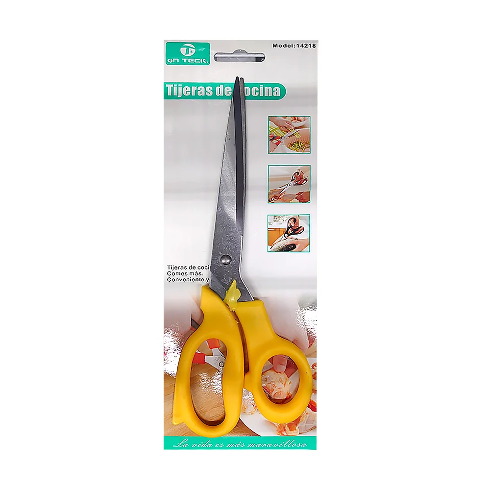 Tijeras de acero inoxidable on teck para cocina, 25cm, variedad de colores / 14218