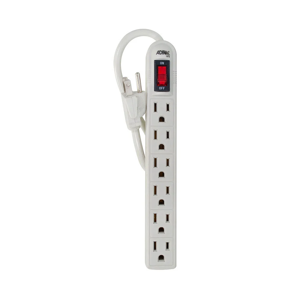 Barra multicontacto con 6 tomacorrientes y interruptor apagador / adir lighting
