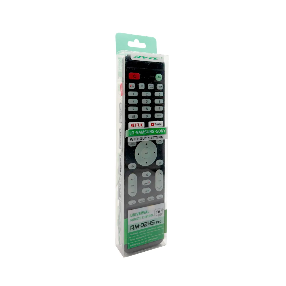 Control remoto universal para televisión - smart tv con botones fosforescentes y luz / 14787 / avtc / rm-024s pro