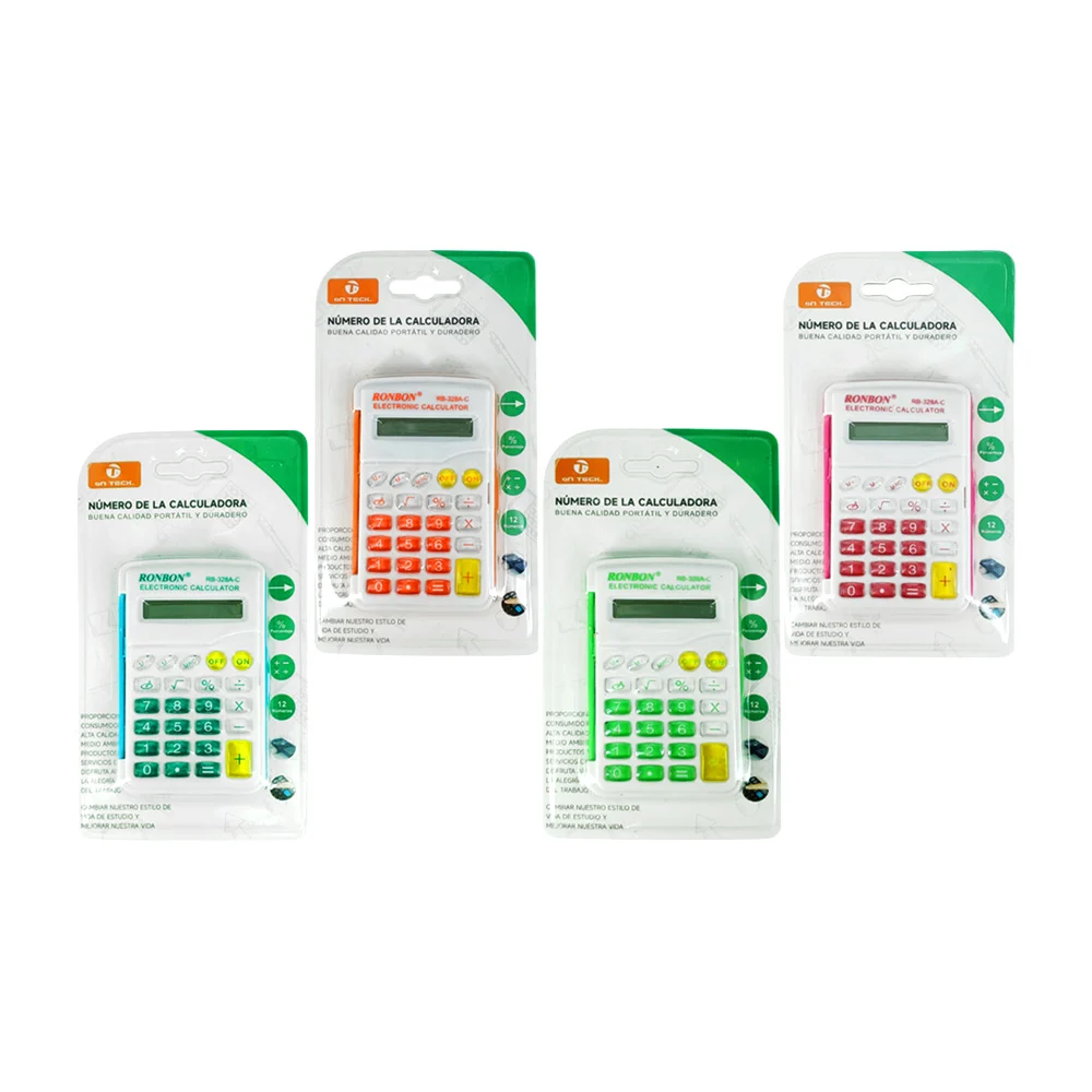1pza Calculadora electrónica pequeña de plástico, con botones transparentes y efecto 3d, variedad de colores / rb-328a-c