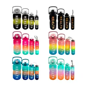 Juego de 4 botellas motivacionales de 3L, 2L, 900ml y 300 ml, con pop…