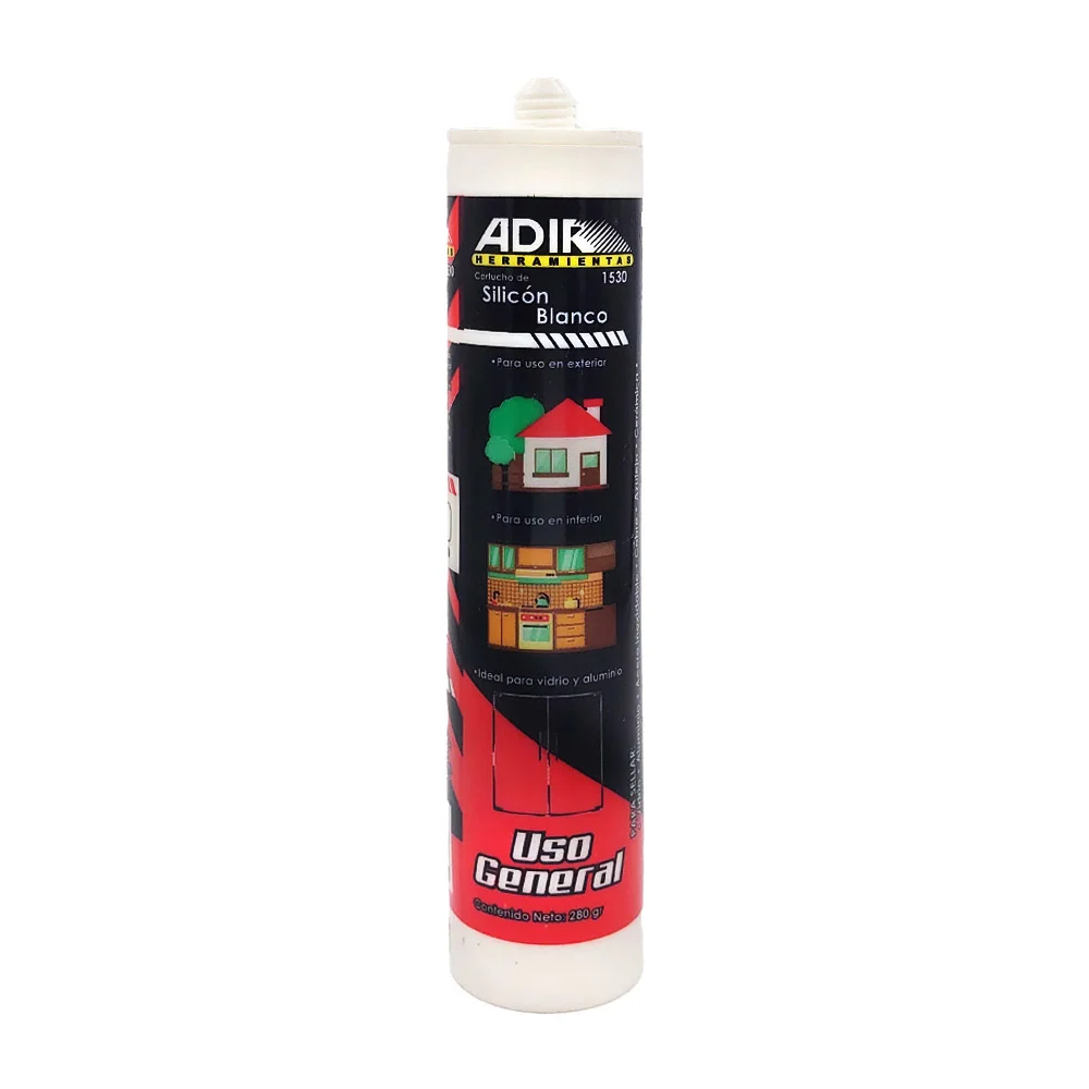 Cartucho de silicón multiusos blanco para sellar, 280gr / adir