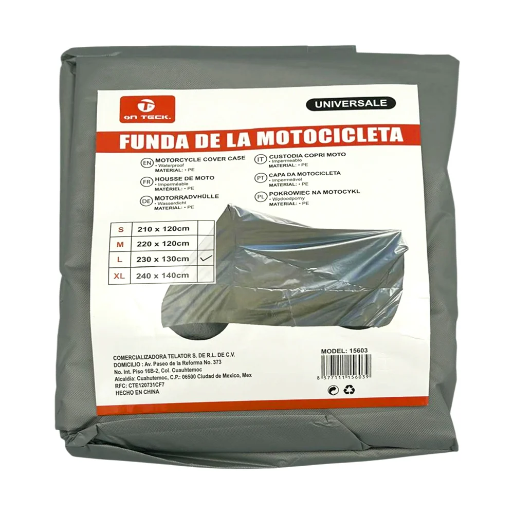 Funda cubierta lisa impermeable color plata para motocicleta, 230x130cm / on teck / 15603