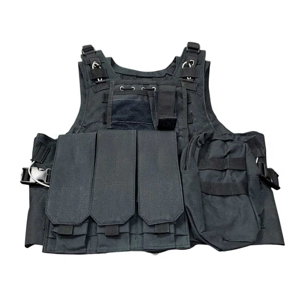Chaleco táctico militar con franjas de tela, velcro y variedad de compartimientos / 1602
