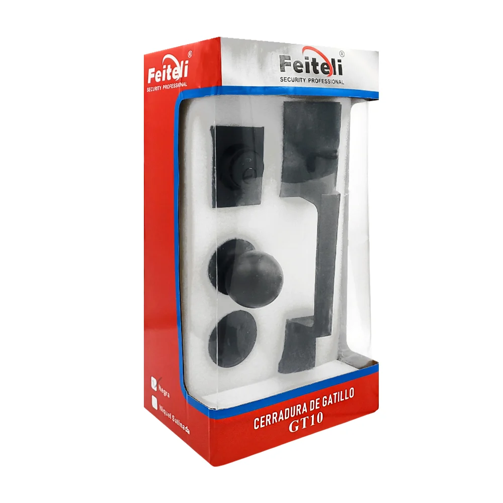 Cerradura de gatillo con perilla, entrada para llaves y apertura de gatillo - botón + juego de llaves, color negro con terminación matte / gt10 / gt10-ng / 160832