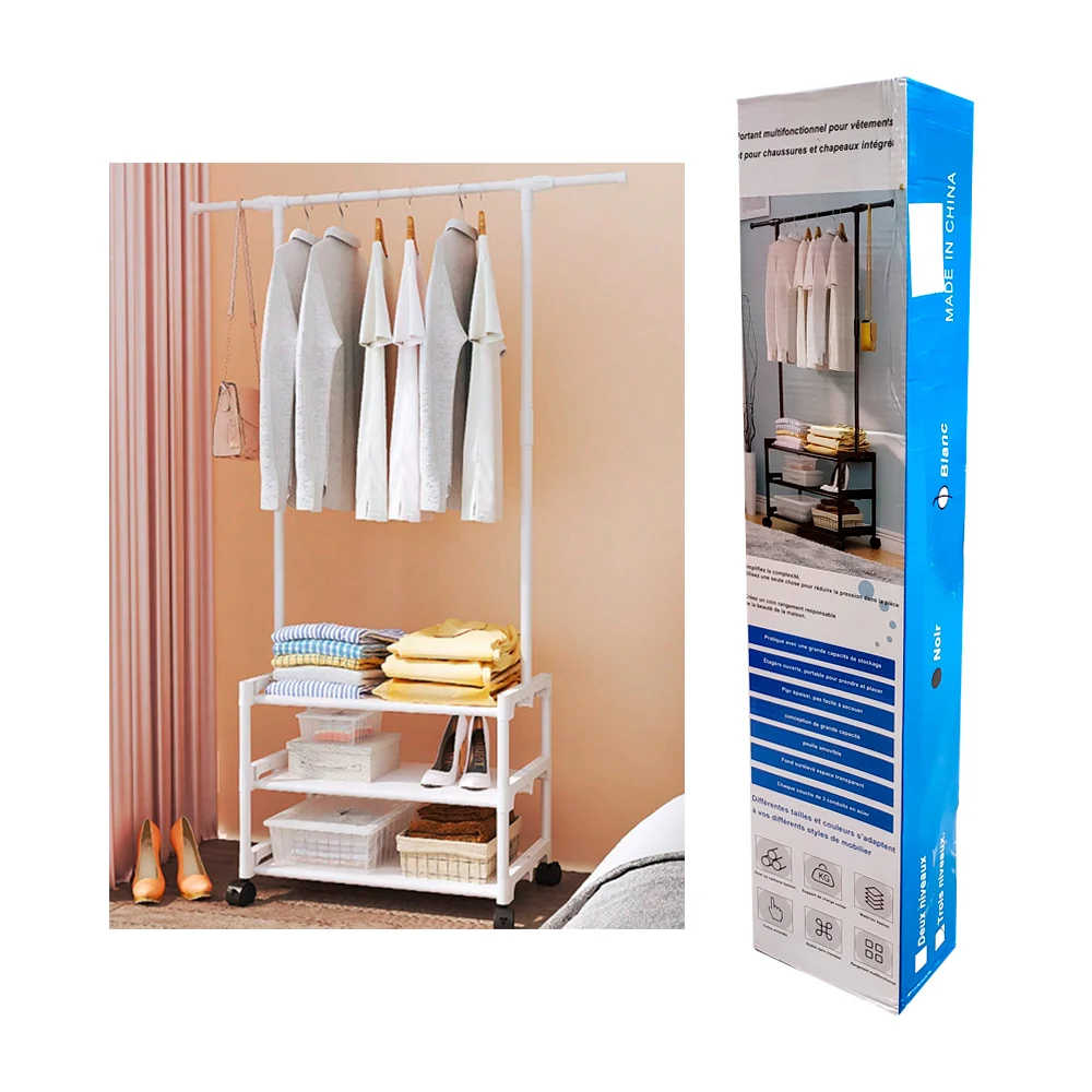 Organizador / closet multifuncional con 1 tubo para ropa y 3 niveles de almacenaje, variedad de colores / 16442