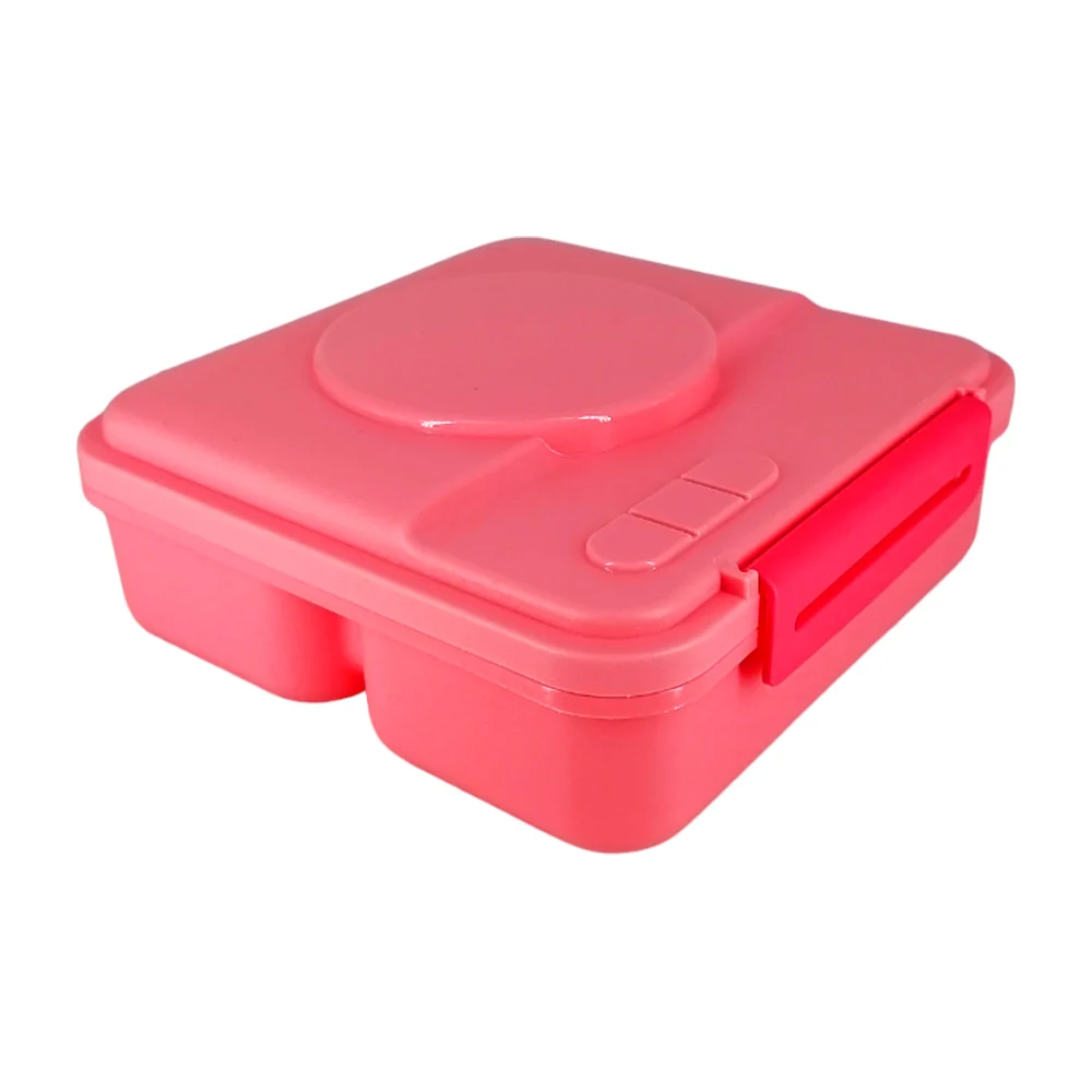 Tupper cuadrado con 2 compartientos, stickers y cubierto, 18cm, variedad de colores / 16658