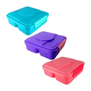 Tupper cuadrado con 2 compartientos, stickers y cubierto, 18cm, varie…
