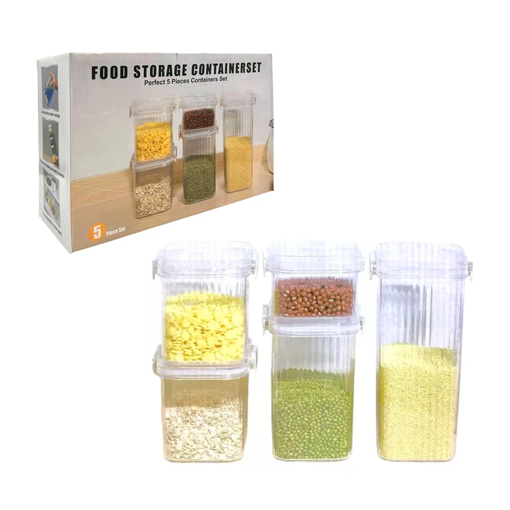Juego de 5 contenedores plásticos para almacenamiento de alimentos, diversos tamaños / food storage / jm-728-5 / 16724