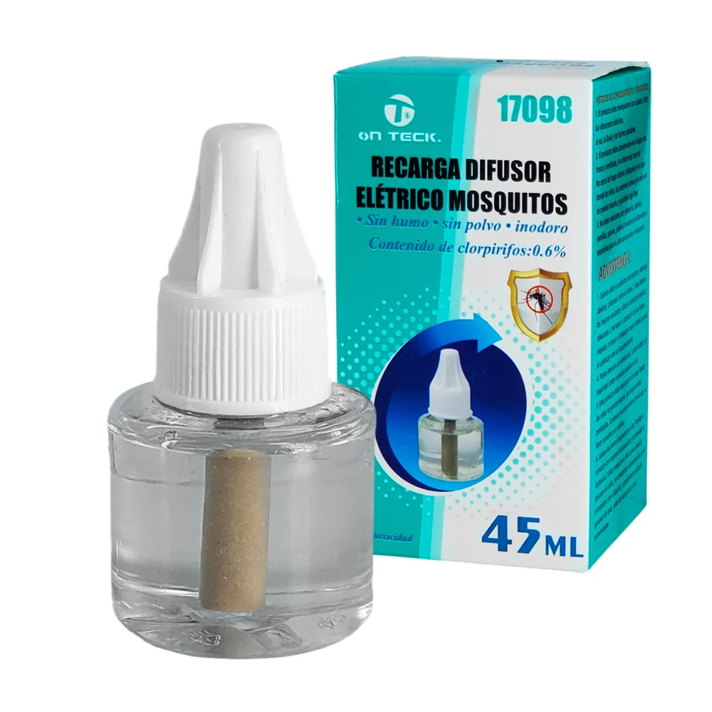 Recarga para difusor eléctrico mata mosquitos, frasco de 45ml / on teck / rhake