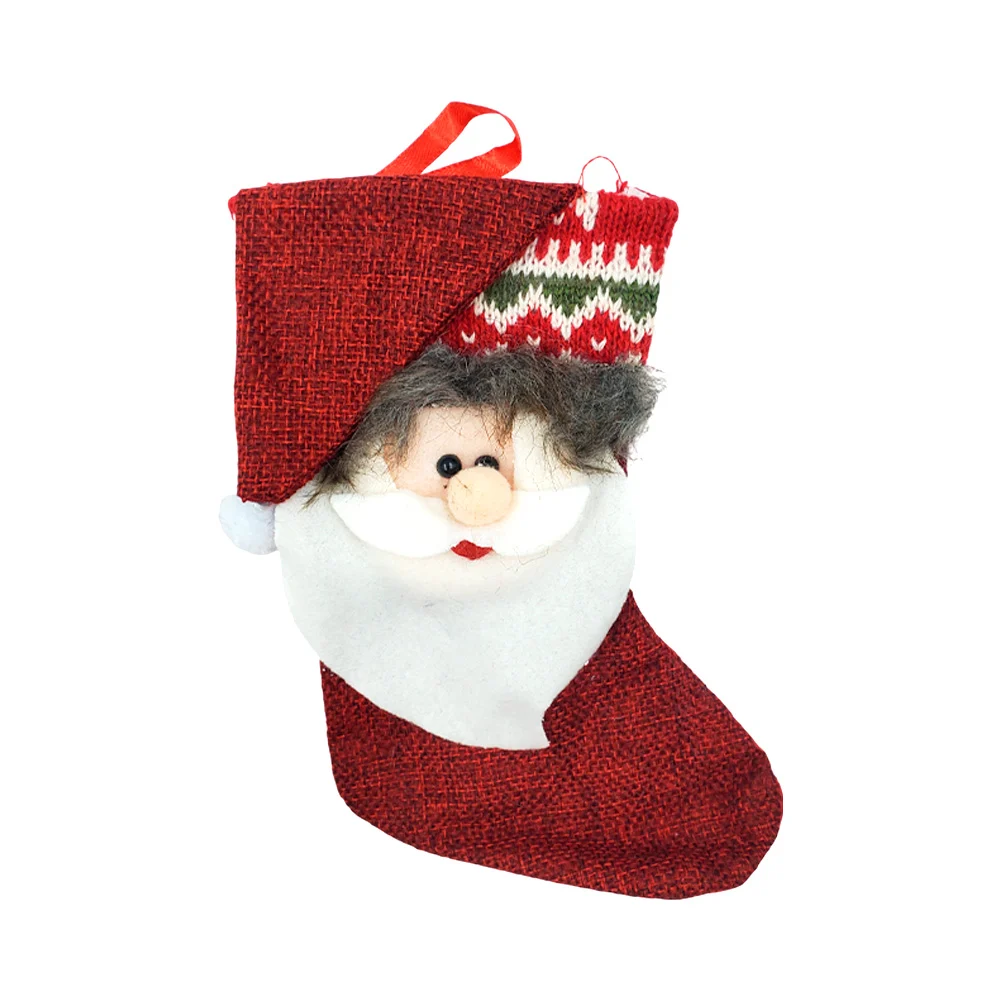 1pza Adorno colgante en forma calcetin tipo bota de personajes navideños con cabello, 18cm, variedad de modelos