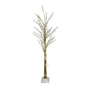 Árbol dorado decorativo con 150 focos led tipo esferas pequeñas trans…