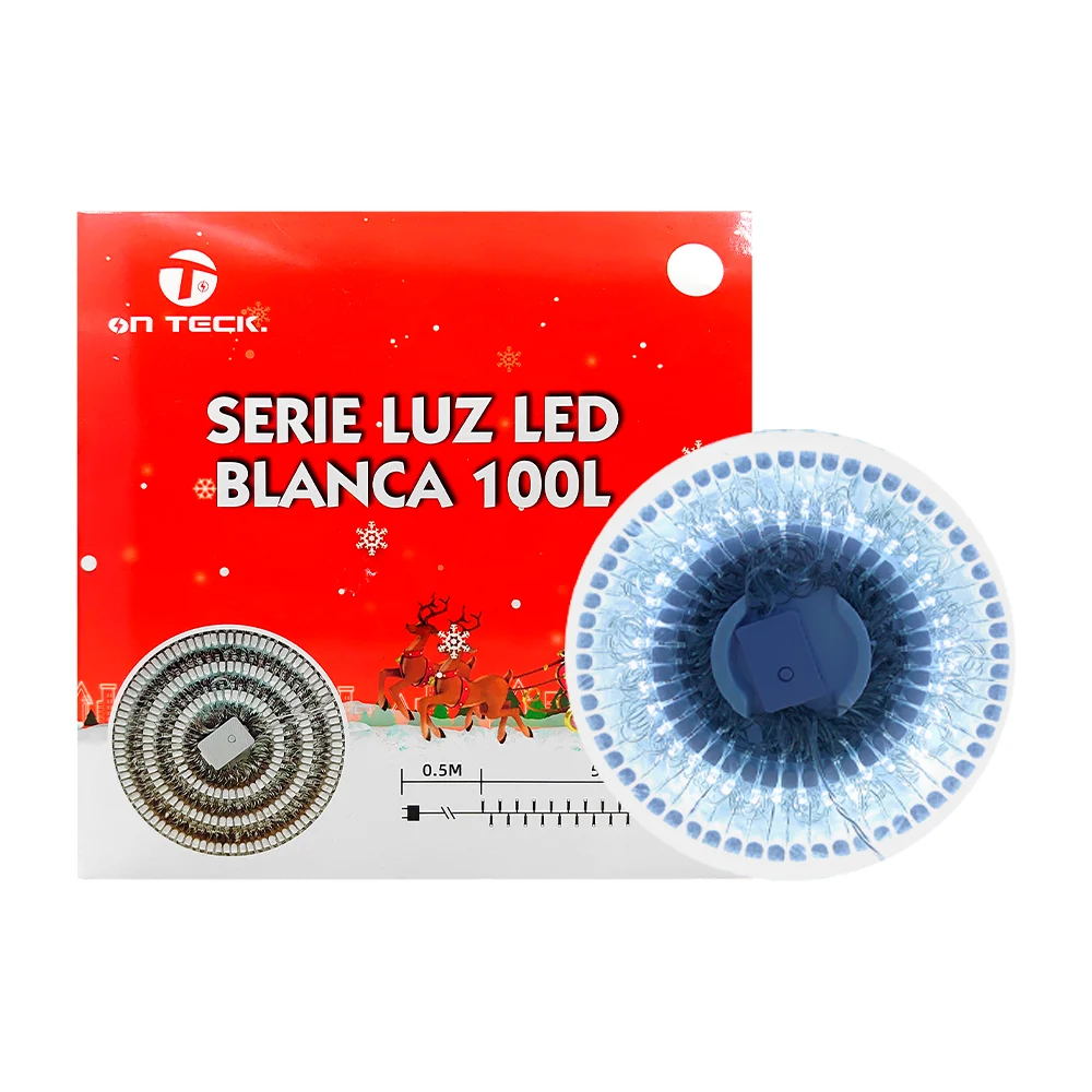 Serie navideña on teck de 5 metros con 100 focos led de luz blanca / 17473