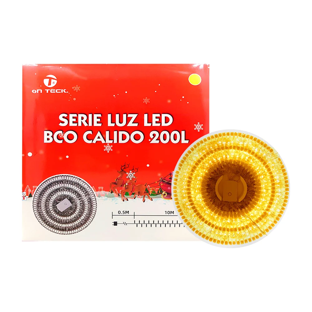 Serie navideña on teck de 10 metros con 200 focos led de luz cálida / 17478