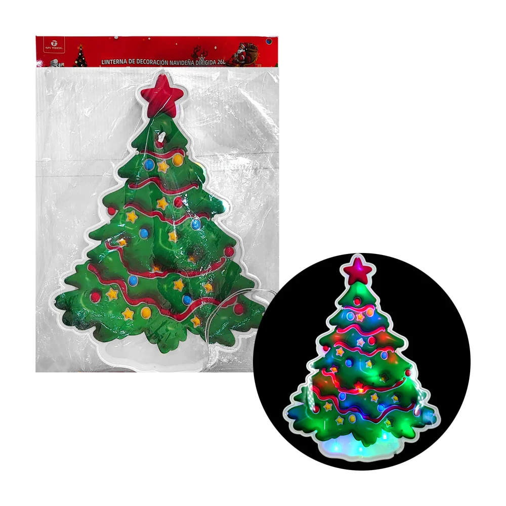 Adorno decorativo en forma de pino árbol navideño con 26 focos led multicolor para pared, 45cm / on teck / 17498