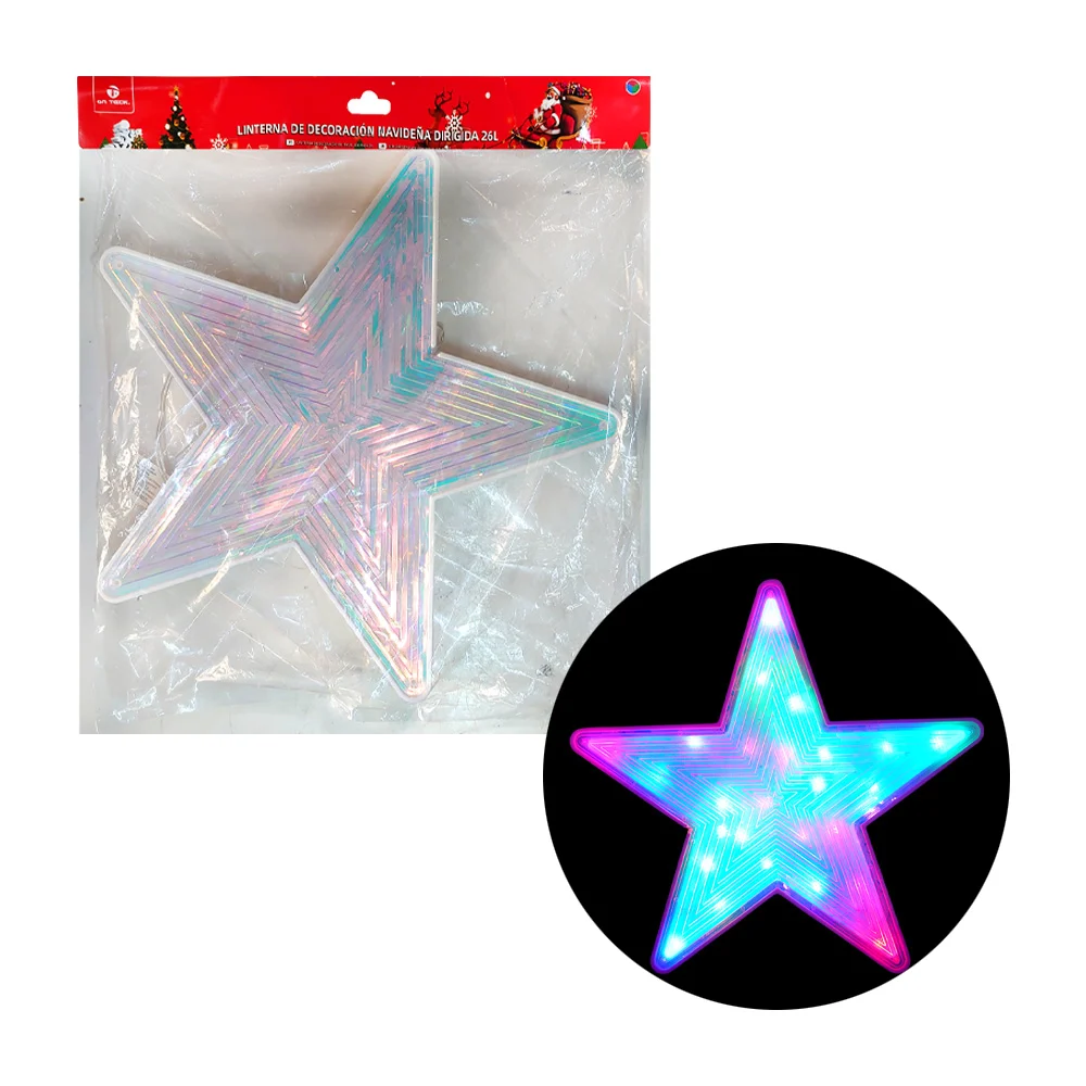 Lámpara decorativa en forma de estrella con diseño tornasol  y luz multicolor, 40cm / on teck / 17503