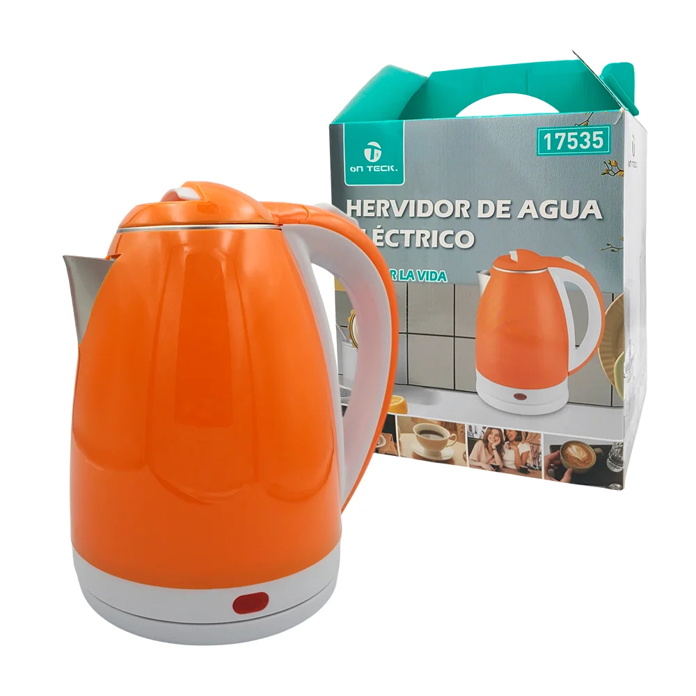 Tetera hervidor on teck de acero inoxidable con capacidad 2.0l y base eléctrica, variedad de colores / 17535