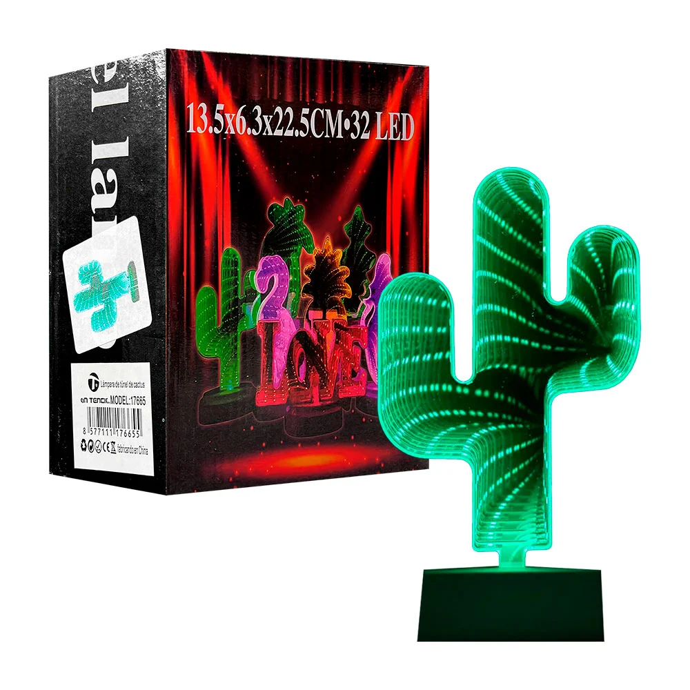 Lámpara led decorativa 3d efecto tunel infinito con base, 13.5x6.3x22.5cm, variedad de modelos / 17665
