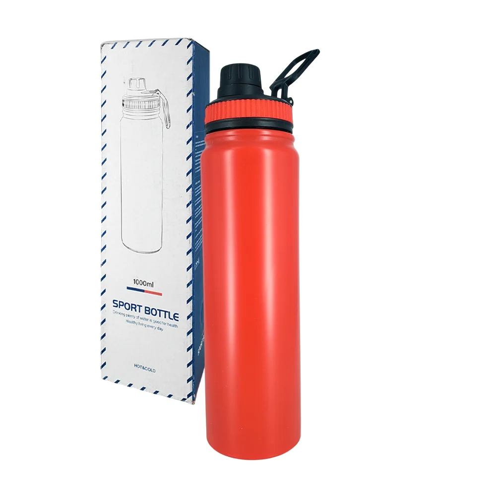 Botella deportiva tipo termo de acero inoxidable con capacidad 1000ml, variedad de colores / sport bottle / vacuum bottle