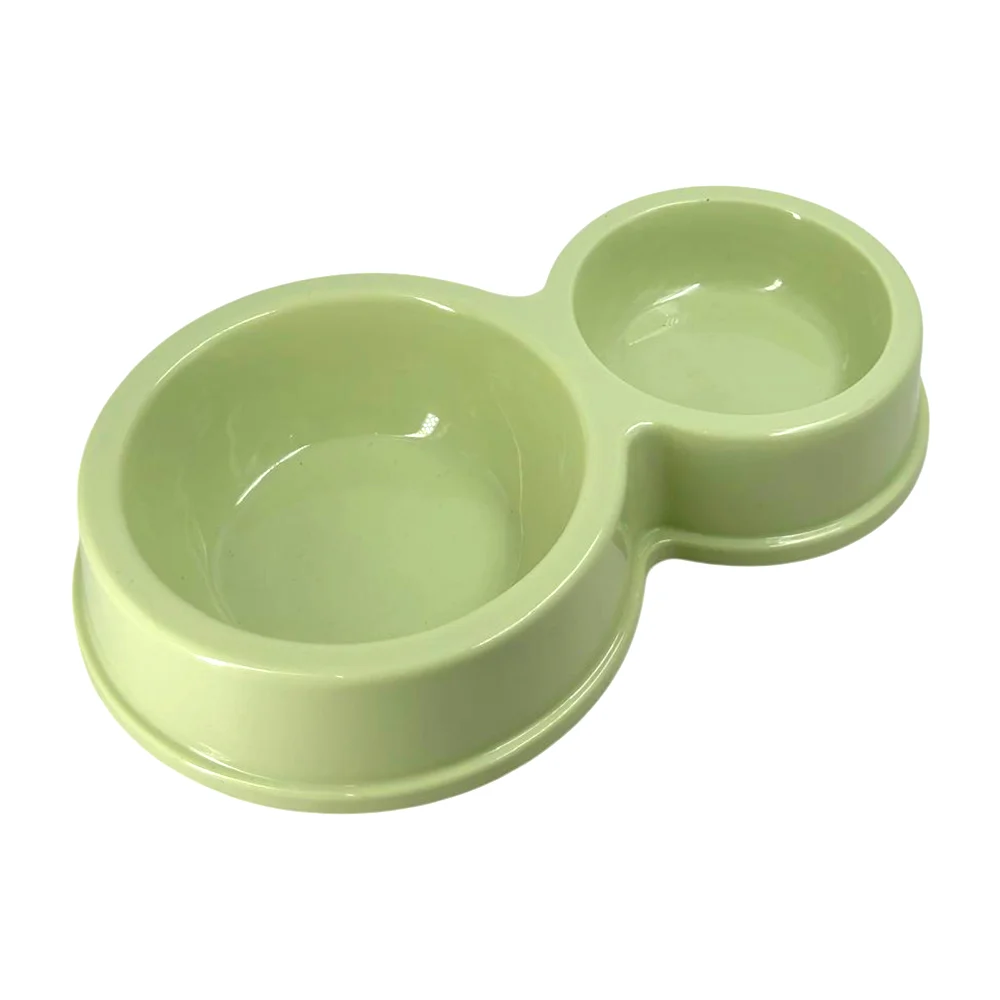 Plato doble para alimento y agua para mascota, de plástico liso / 18-0011